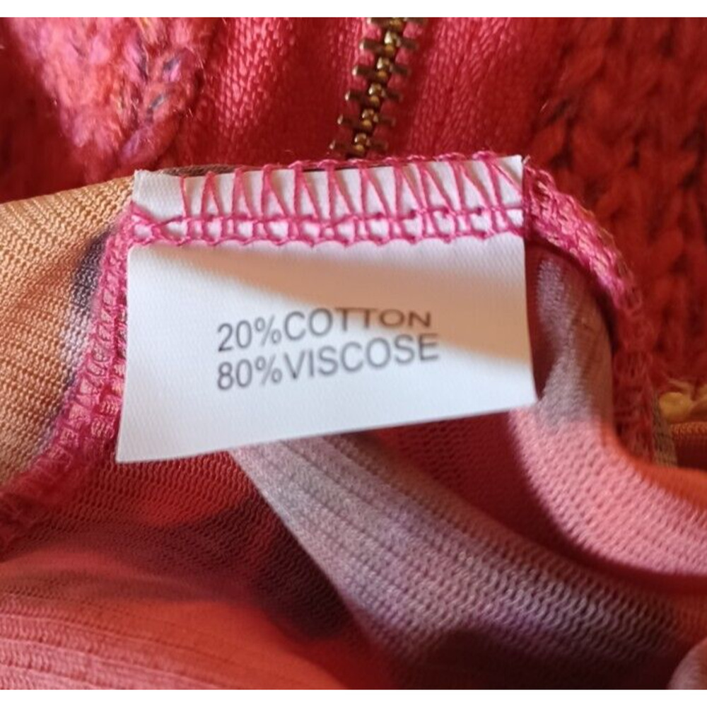 LULU-H Multi Media Zip up Cotton Blend Lacy Sheer Cardigan Pink Women's Small - Picture 5 of 5